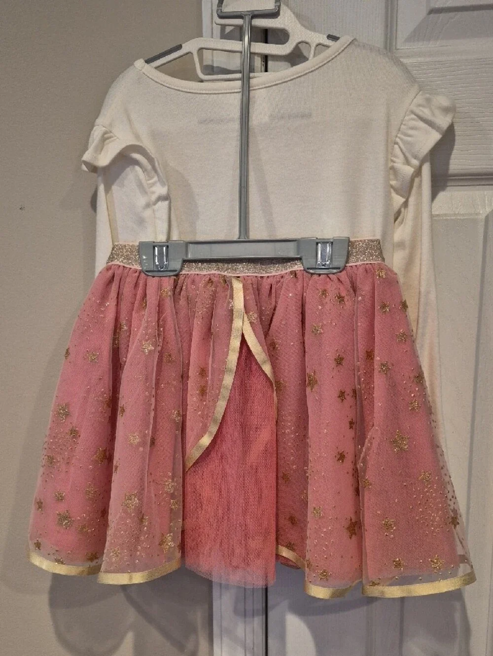 Gymboree Cream Long-Sleeve Top with Pink & Gold Star Wand